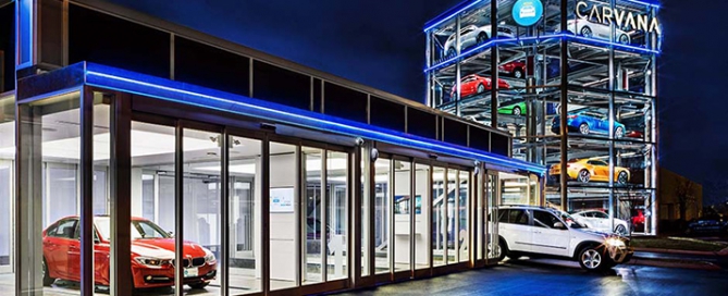 Carvana buiding and 5-story car tower